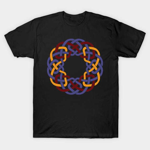 Red Yellow Blue Celtic Knot Circle T-Shirt by Bluedaisy66